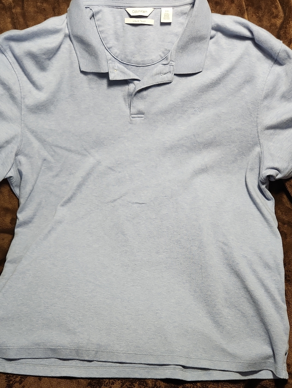 Calvin Klein Light Blue Men's Polo Size XL Heathered